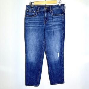 J.Crew Relaxed Boyfriend Jeans Distressed Denim‎ Blue Wash Womens Size 26